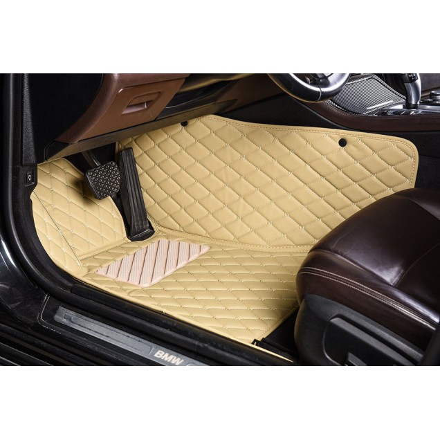 Beige Luxury Leather Diamond Car Floor Mats UK Beige Luxury Leather Diamond Car Floor Mats UK