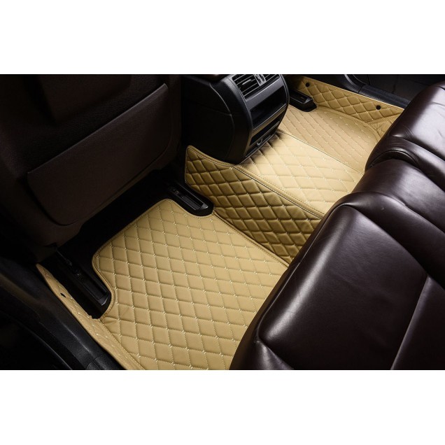 Beige Luxury Leather Diamond Car Floor Mats UK Beige Luxury Leather Diamond Car Floor Mats UK