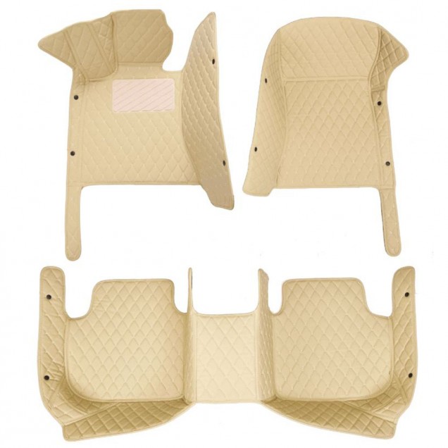 Beige Luxury Leather Diamond Car Floor Mats UK Beige Luxury Leather Diamond Car Floor Mats UK