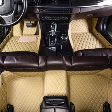 Beige Luxury Leather Diamond Car Mats UK