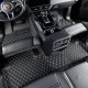 Black and Beige Stitching Luxury Leather Diamond Car Floor Mats UK Black and Beige Stitching Luxury Leather Diamond Car Floor Mats UK