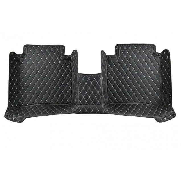 Black and Beige Stitching Luxury Leather Diamond Car Floor Mats UK Black and Beige Stitching Luxury Leather Diamond Car Floor Mats UK