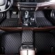 Black and Black Stitching Luxury Leather Diamond Car Floor Mats UK Black and Black Stitching Luxury Leather Diamond Car Floor Mats UK