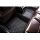 Black and Black Stitching Luxury Leather Diamond Car Floor Mats UK Black and Black Stitching Luxury Leather Diamond Car Floor Mats UK