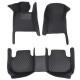 Black and Black Stitching Luxury Leather Diamond Car Floor Mats UK Black and Black Stitching Luxury Leather Diamond Car Floor Mats UK