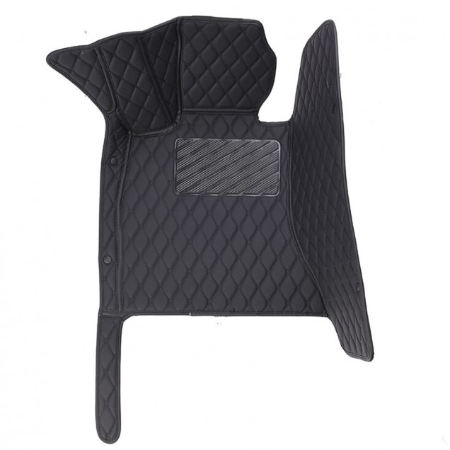 Black and Black Stitching Luxury Leather Diamond Car Floor Mats UK Black and Black Stitching Luxury Leather Diamond Car Floor Mats UK