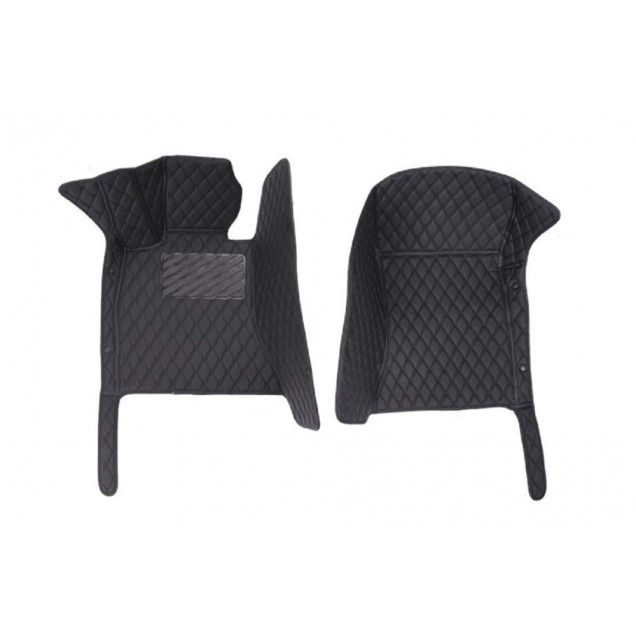 Black and Black Stitching Luxury Leather Diamond Car Floor Mats UK Black and Black Stitching Luxury Leather Diamond Car Floor Mats UK