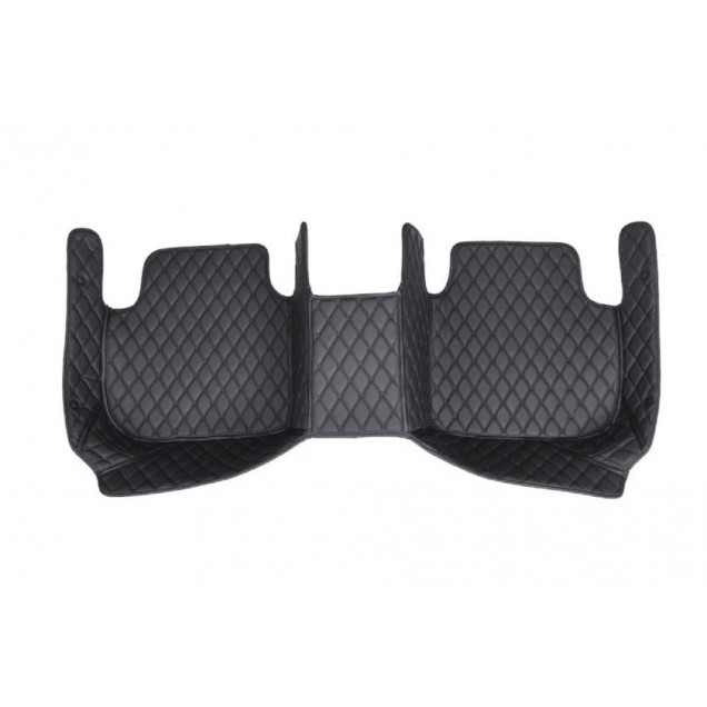 Black and Black Stitching Luxury Leather Diamond Car Floor Mats UK Black and Black Stitching Luxury Leather Diamond Car Floor Mats UK