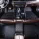 Black and Blue Stitching Luxury Leather Diamond Car Floor Mats UK Black and Blue Stitching Luxury Leather Diamond Car Floor Mats UK