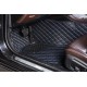 Black and Blue Stitching Luxury Leather Diamond Car Floor Mats UK Black and Blue Stitching Luxury Leather Diamond Car Floor Mats UK