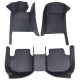 Black and Blue Stitching Luxury Leather Diamond Car Floor Mats UK Black and Blue Stitching Luxury Leather Diamond Car Floor Mats UK
