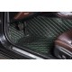 Black and Green Stitching Luxury Leather Diamond Car Floor Mats UK Black and Green Stitching Luxury Leather Diamond Car Floor Mats UK