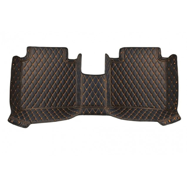 Black and Orange Stitching Luxury Leather Diamond Car Floor Mats UK Black and Orange Stitching Luxury Leather Diamond Car Floor Mats UK