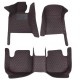 Black and Red Stitching Luxury Leather Diamond Car Floor Mats UK Black and Red Stitching Luxury Leather Diamond Car Floor Mats UK