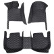 Black and White Stitching Luxury Leather Diamond Car Floor Mats UK Black and White Stitching Luxury Leather Diamond Car Floor Mats UK