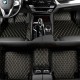 Black and Yellow Stitching Luxury Leather Diamond Car Floor Mats UK Black and Yellow Stitching Luxury Leather Diamond Car Floor Mats UK