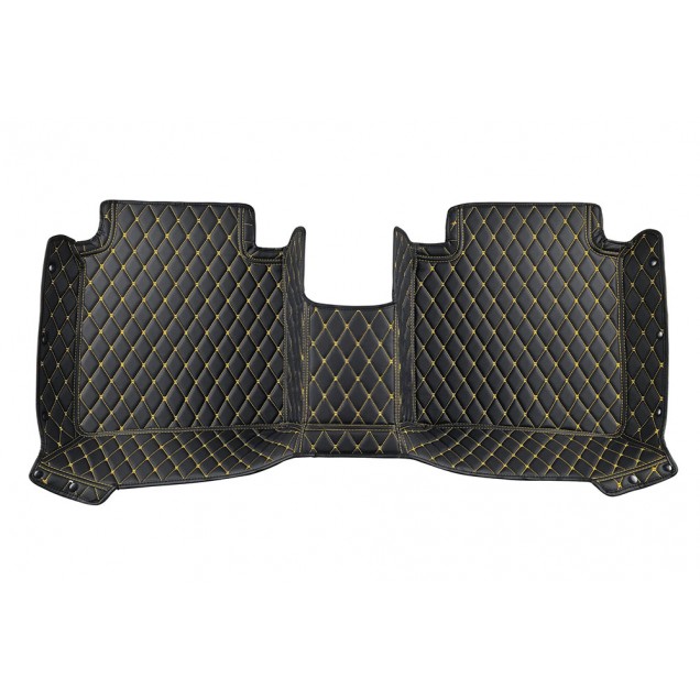 Black and Yellow Stitching Luxury Leather Diamond Car Floor Mats UK Black and Yellow Stitching Luxury Leather Diamond Car Floor Mats UK