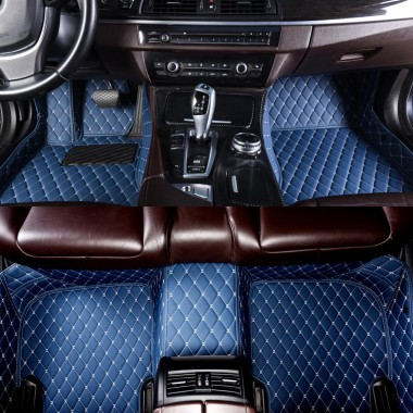 Blue Luxury Leather Diamond Car Floor Mats UK