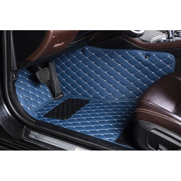 Blue Luxury Leather Diamond Car Floor Mats UK Blue Luxury Leather Diamond Car Floor Mats UK