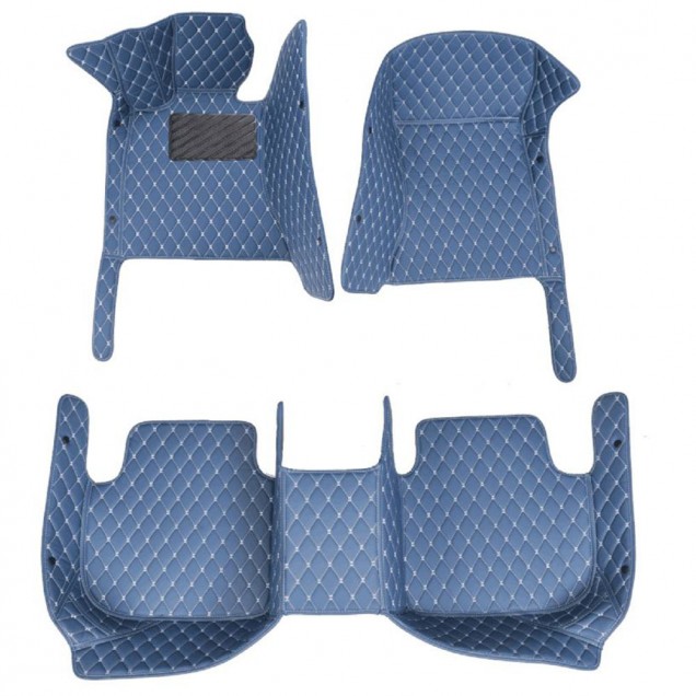 Blue Luxury Leather Diamond Car Floor Mats UK Blue Luxury Leather Diamond Car Floor Mats UK