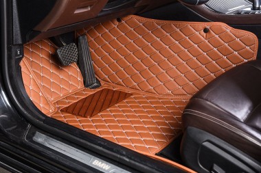 Brown Luxury Leather Diamond Car Floor Mats UK