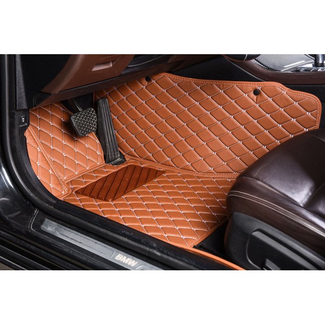Brown Luxury Leather Diamond Car Floor Mats UK