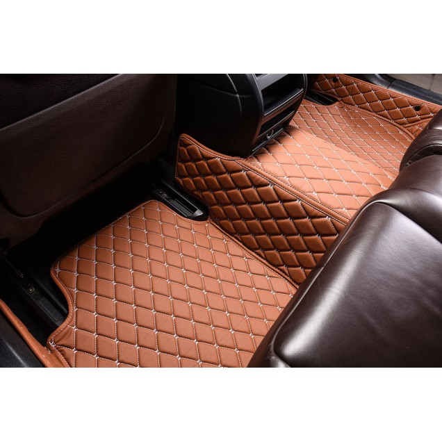 Brown Luxury Leather Diamond Car Floor Mats UK