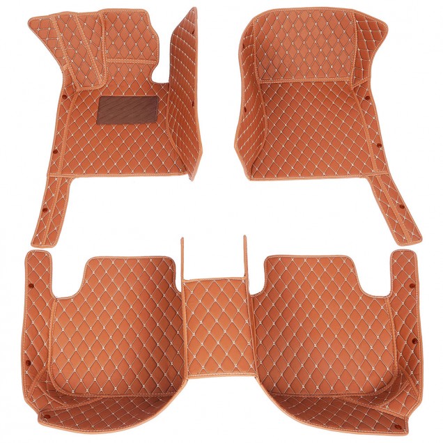 Brown Luxury Leather Diamond Car Floor Mats UK