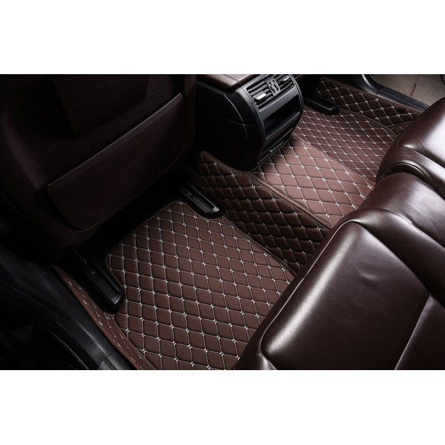 Dark Brown Luxury Leather Diamond Car Floor Mats UK Dark Brown Luxury Leather Diamond Car Floor Mats UK