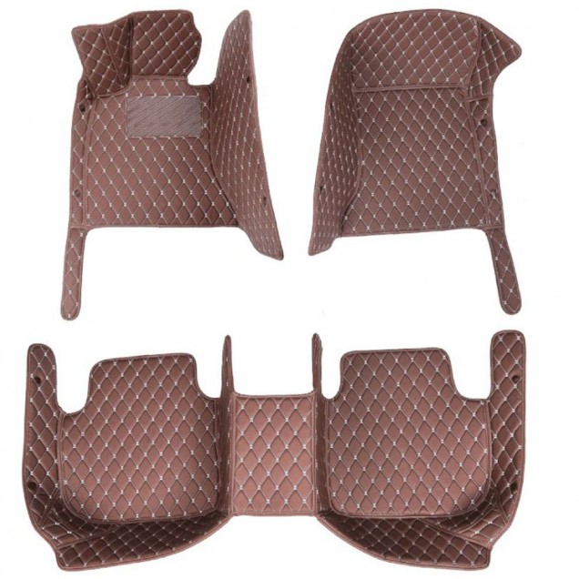 Dark Brown Luxury Leather Diamond Car Floor Mats UK Dark Brown Luxury Leather Diamond Car Floor Mats UK
