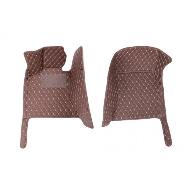 Dark Brown Luxury Leather Diamond Car Floor Mats UK Dark Brown Luxury Leather Diamond Car Floor Mats UK