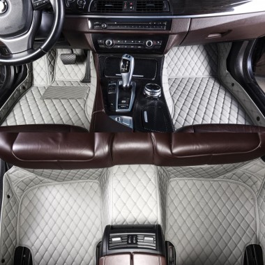 Grey Luxury Leather Diamond Car Floor Mats UK