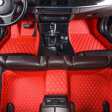 Red Luxury Leather Diamond Car Floor Mats UK