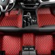 Wine Red Luxury Leather Diamond Car Floor Mats UK Wine Red Luxury Leather Diamond Car Floor Mats UK