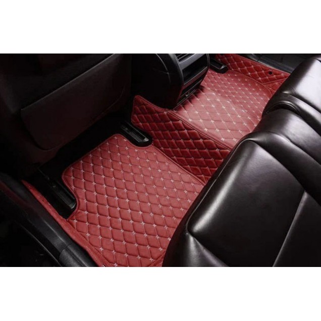 Wine Red Luxury Leather Diamond Car Floor Mats UK Wine Red Luxury Leather Diamond Car Floor Mats UK