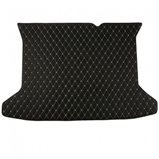 Black and White Stitching Luxury Leather Diamond Trunk Base Mats UK Black and White Stitching Luxury Leather Diamond Trunk Base Mats UK