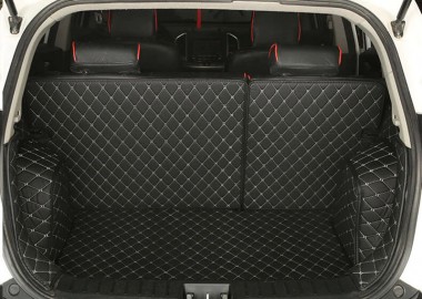 Black and White Stitching Full Cover Luxury Leather Diamond Trunk Car Floor Mats UK