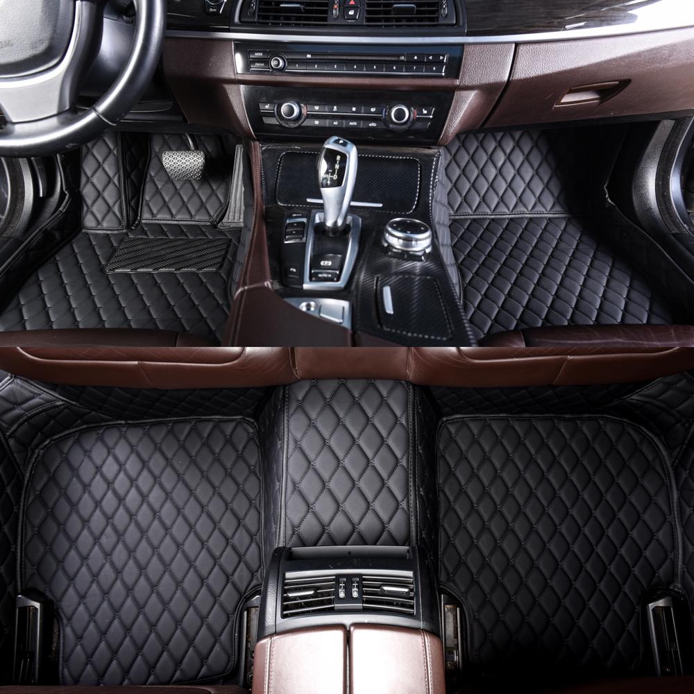 Black and Black Stitching Luxury Leather Diamonds Car Mats UK