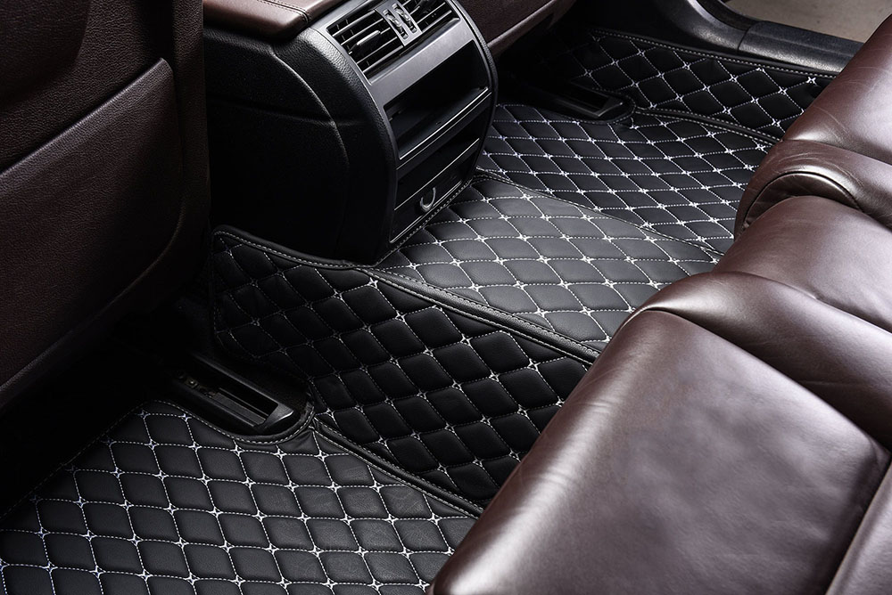 Black and White Stitching Custom Diamonds Car Mats UK