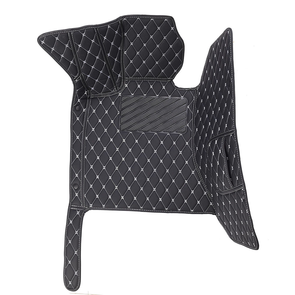 Black and White Stitching Diamond Car Mats UK Set