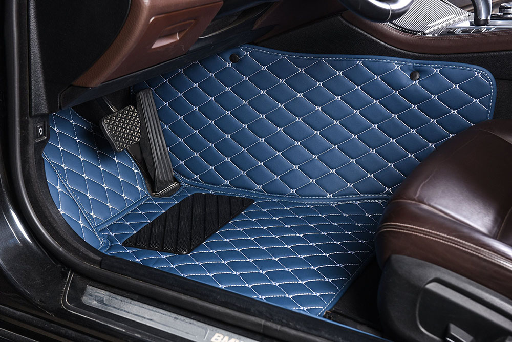 Blue Luxury Leather Diamond Car Mats UK
