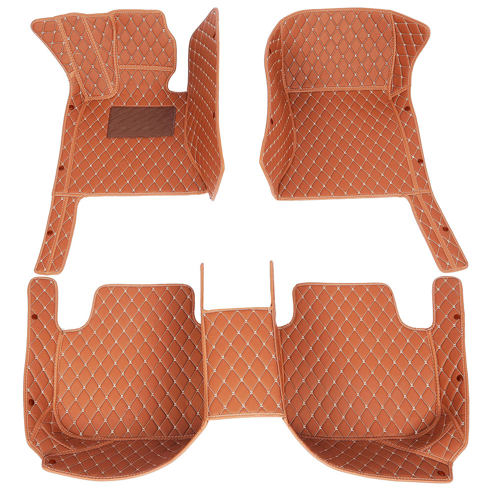 Brown Luxury Leather Diamond Car Mats for Volkswagen Touareg