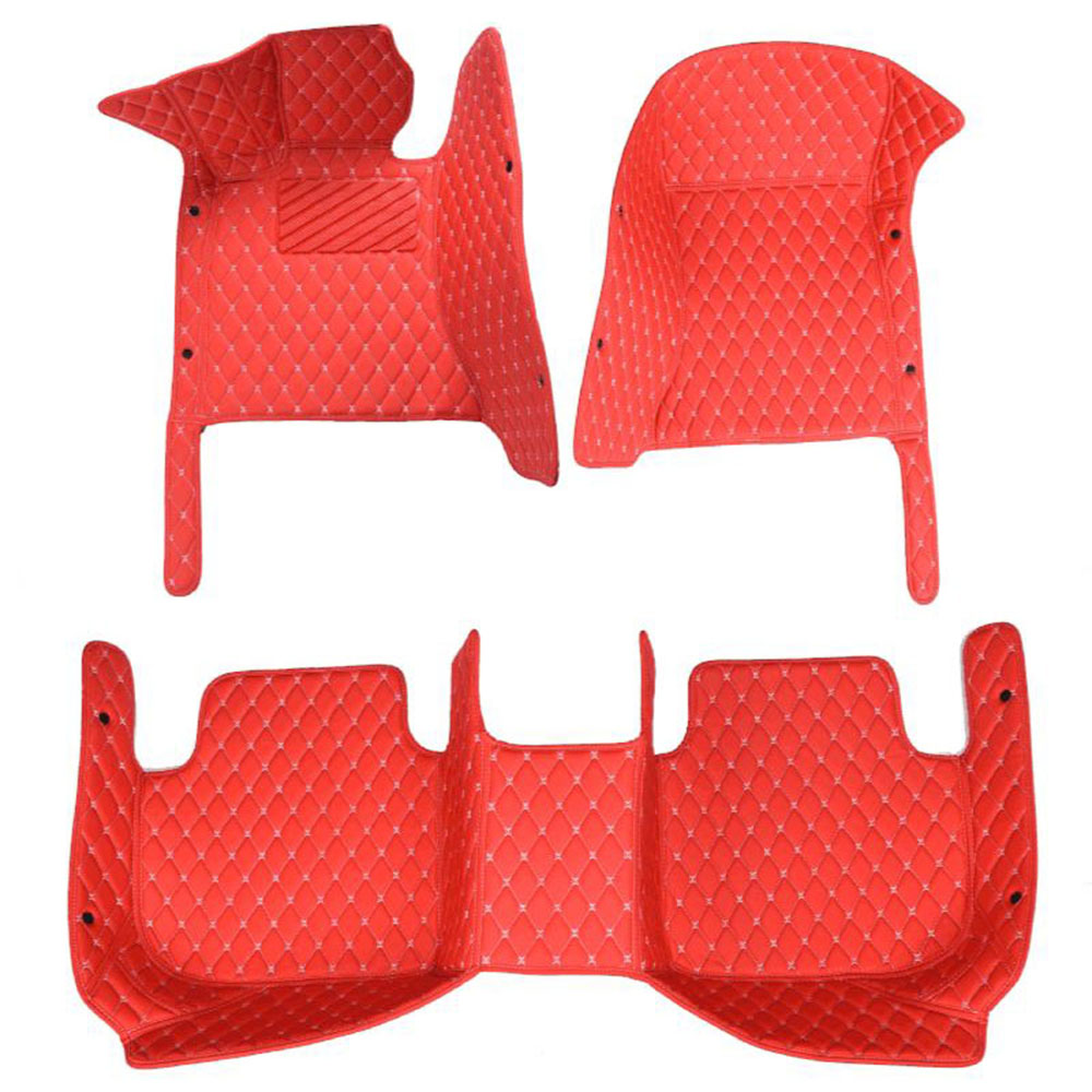 Red Luxury Leather Diamond Car Mats for Volkswagen Touareg