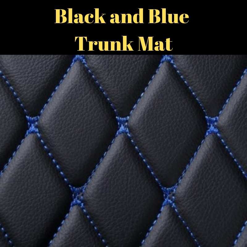 Black and Blue Stitching Luxury Leather Diamond Trunk Base Mats UK
